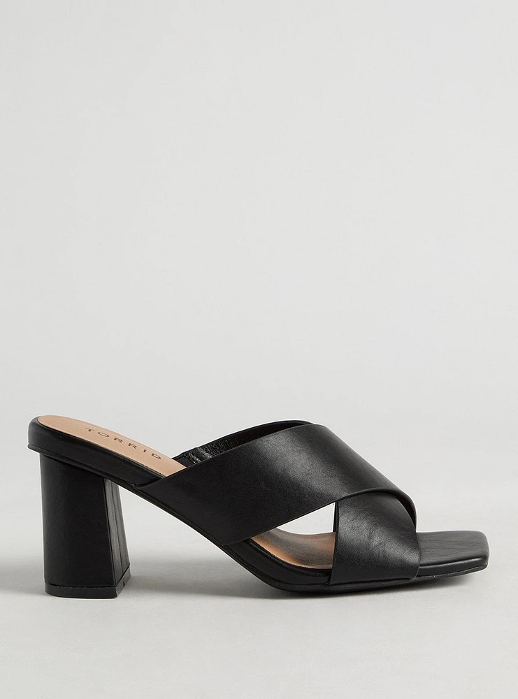 Cross Strap Block Heel Mule (WW