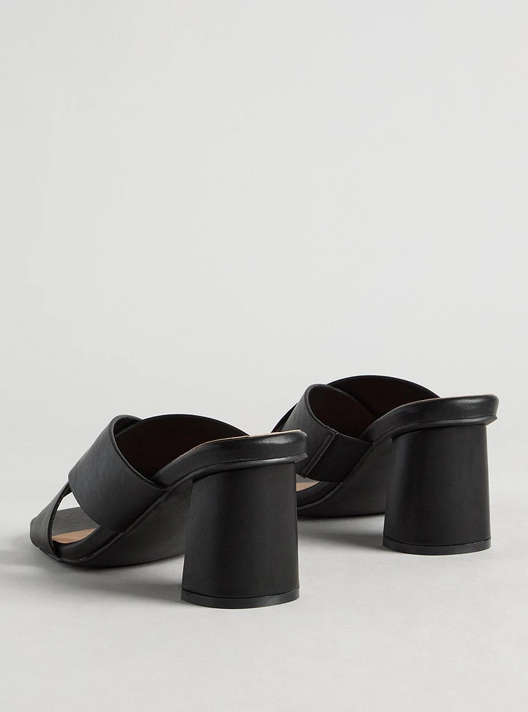 Cross Strap Block Heel Mule (WW