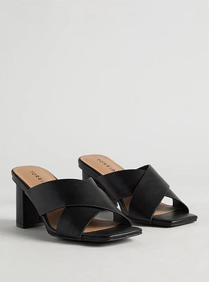 Cross Strap Block Heel Mule (WW