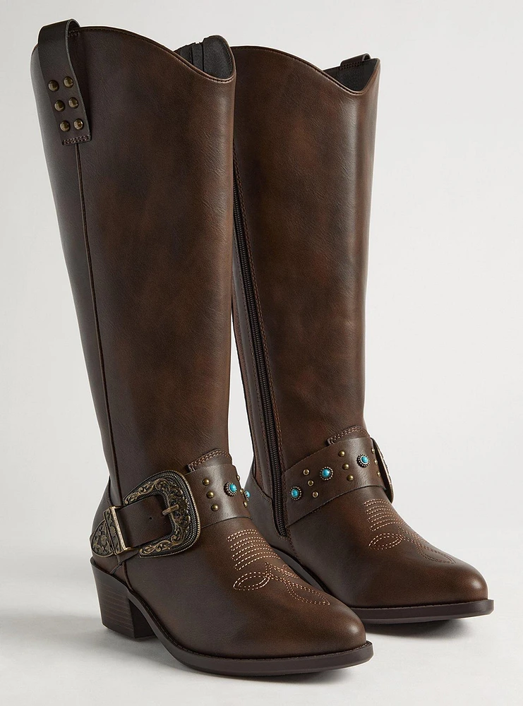 Side Buckle Western Knee Boot (WW