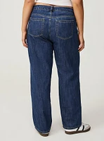 Wide Leg Mid-Rise Rigid Drapey Denim Jean