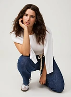 Wide Leg Mid-Rise Rigid Drapey Denim Jean