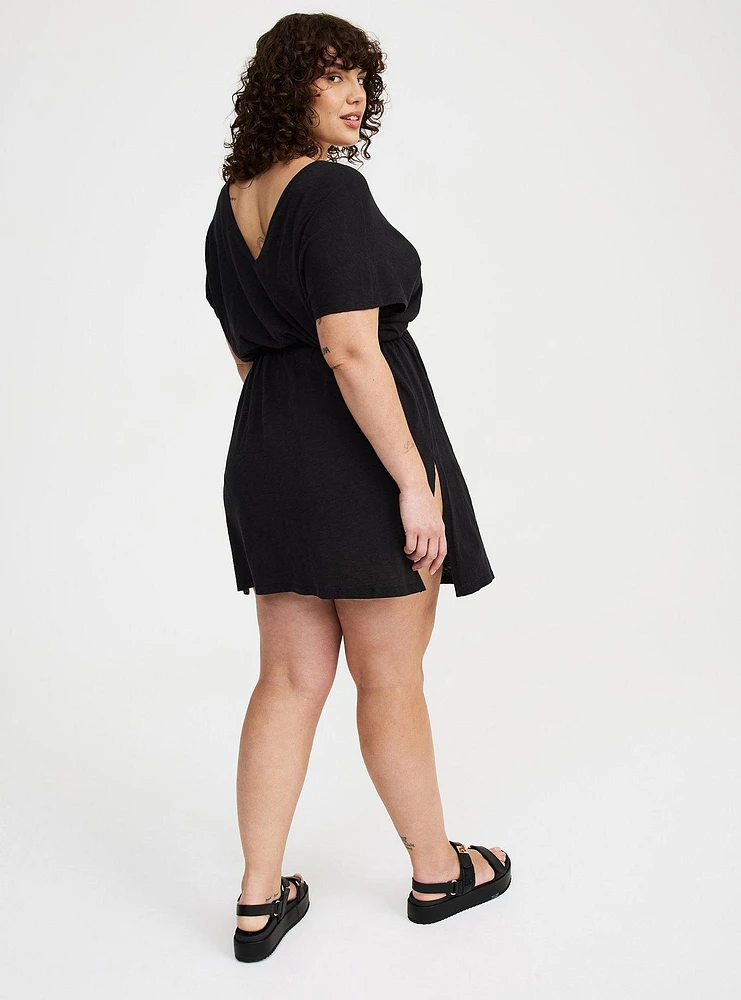 Mini Dress Side Slit Cover-Up