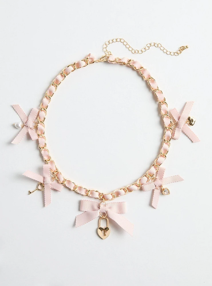 Bow & Heart Statement Necklace