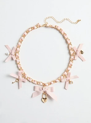 Bow & Heart Statement Necklace