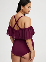 Retro Wire-Free Off-Shoulder One Piece