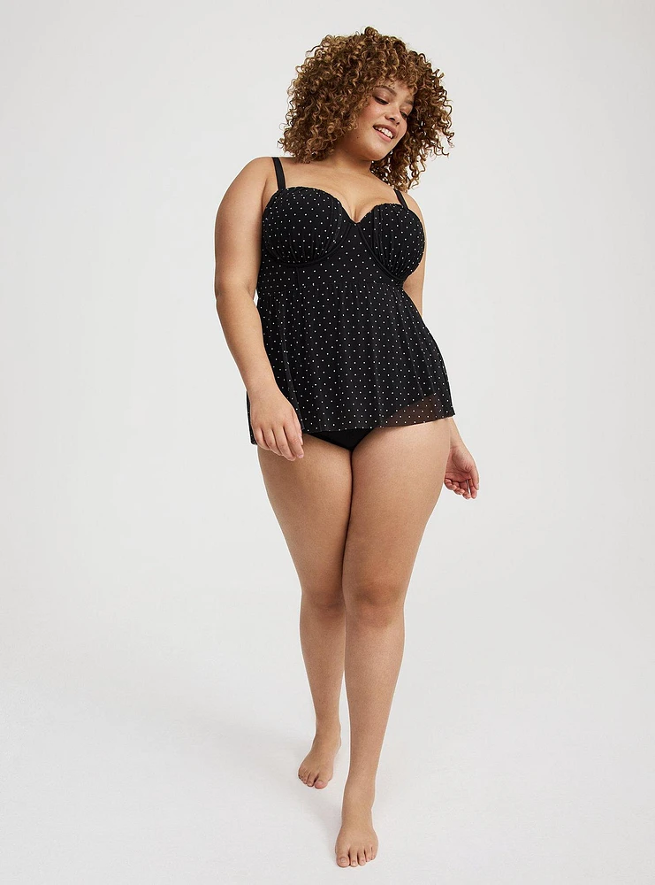 Retro Underwire Mesh Scallop Swim Dress