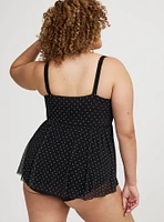 Retro Underwire Mesh Scallop Swim Dress