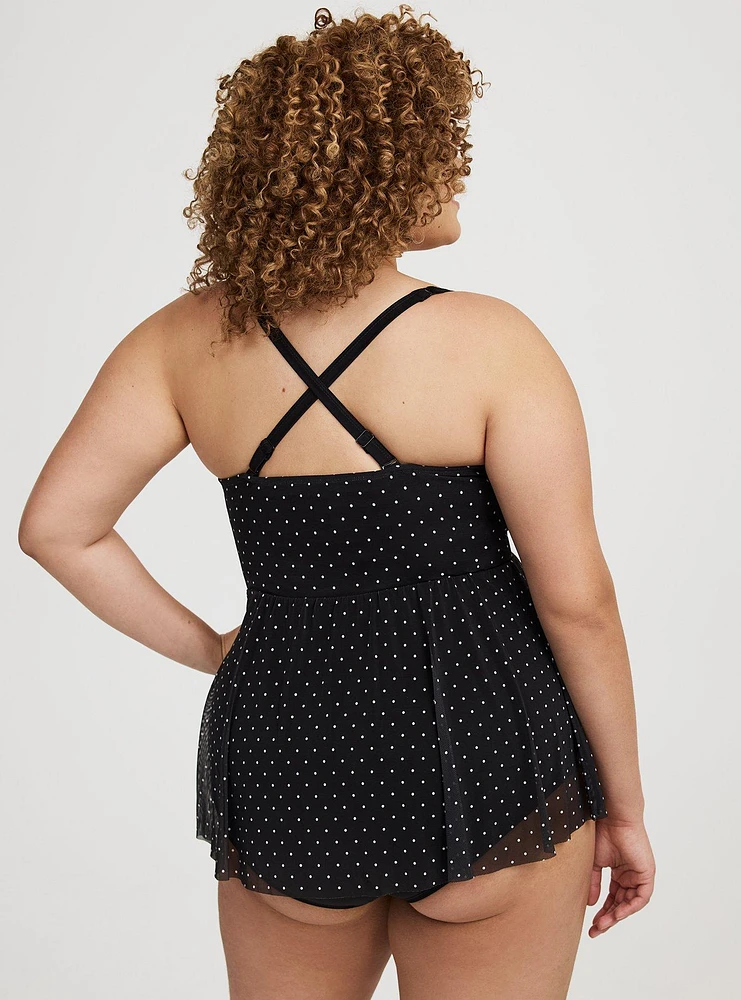 Retro Underwire Mesh Scallop Swim Dress