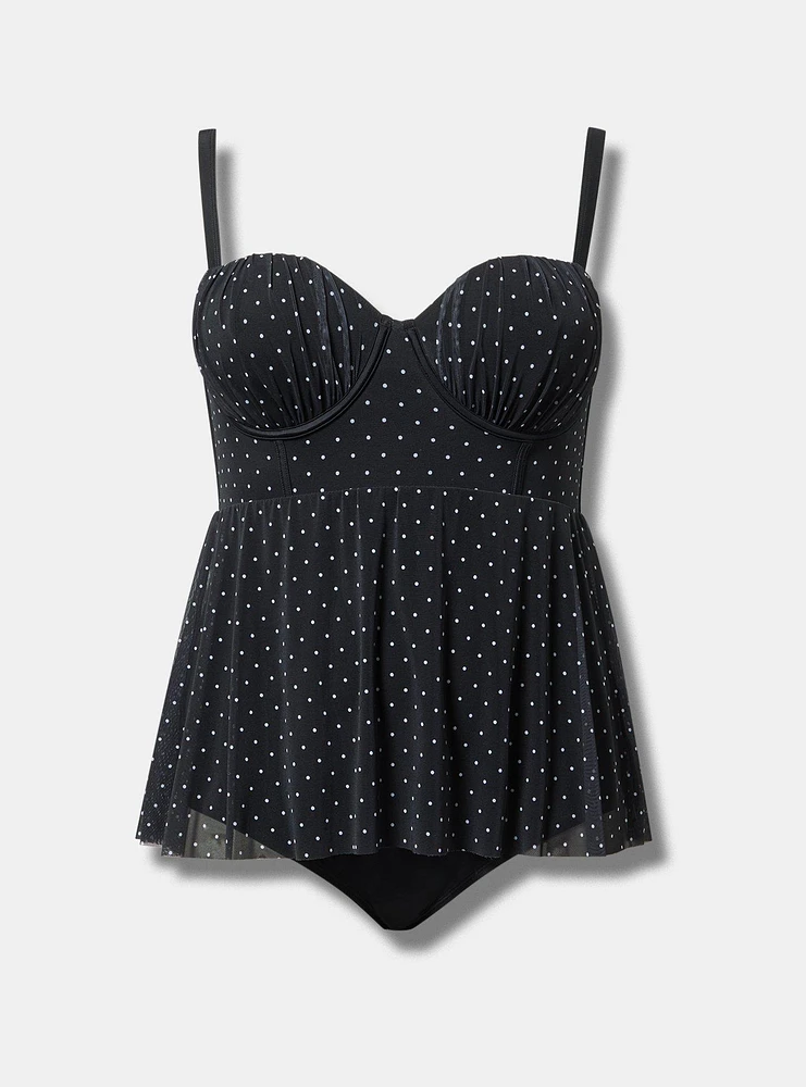 Retro Underwire Mesh Scallop Swim Dress