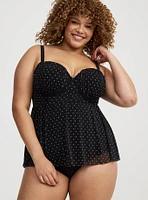 Retro Underwire Mesh Scallop Swim Dress