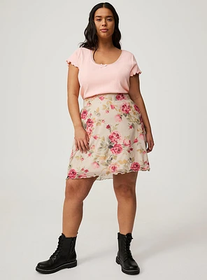 Mesh A-Line Mini Skirt