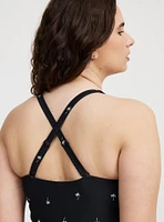 Wire-Free Button-Front Plunge Cheeky One Piece