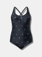 Wire-Free Button-Front Plunge Cheeky One Piece
