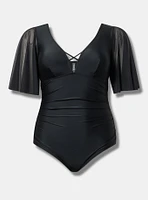 Wire-Free Mesh-Sleeve One Piece