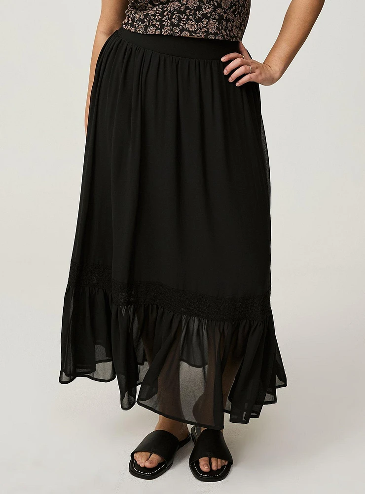 Lace Detail Maxi Skirt