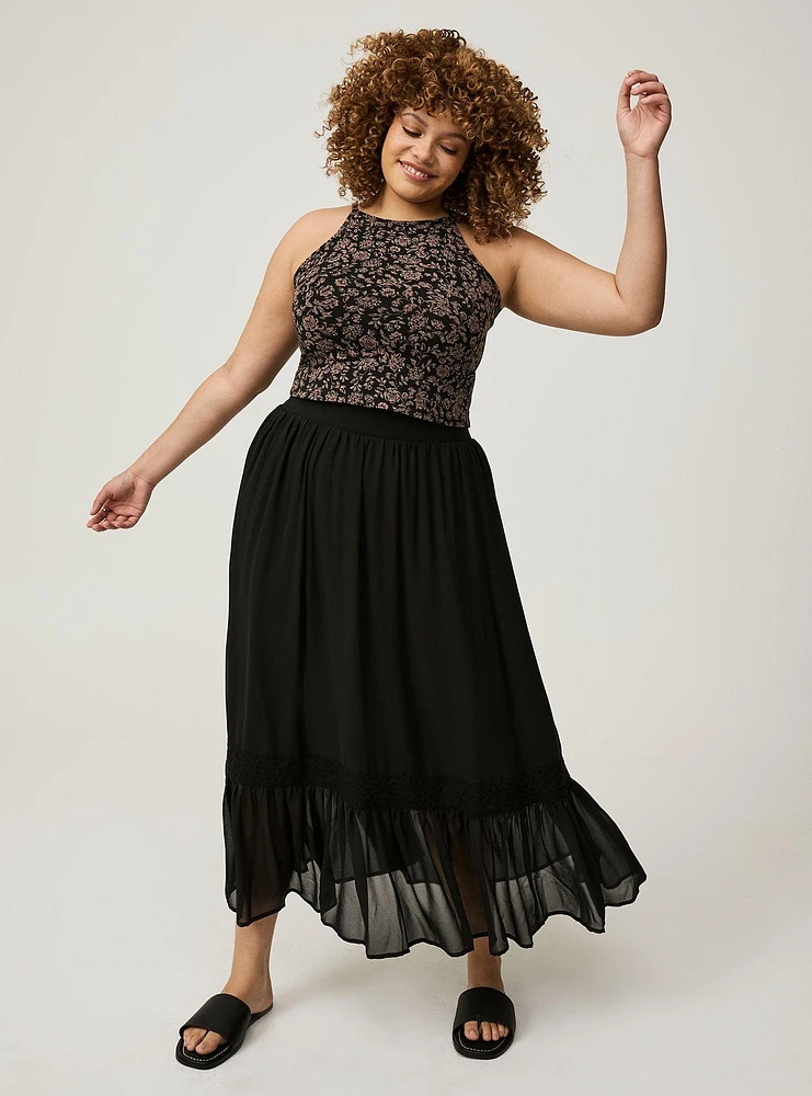 Lace Detail Maxi Skirt