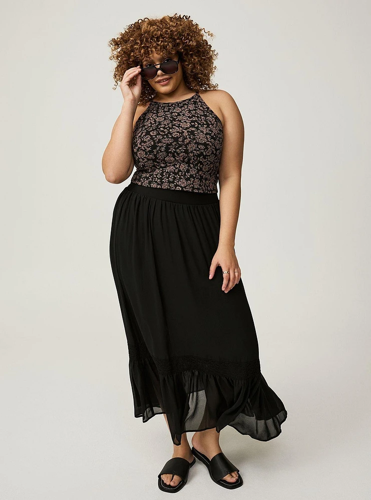 Lace Detail Maxi Skirt