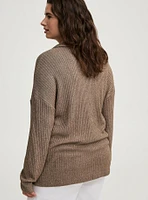 V-Neck Collared Sweatshirt