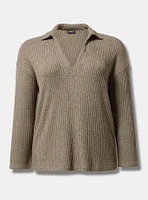 V-Neck Collared Sweatshirt