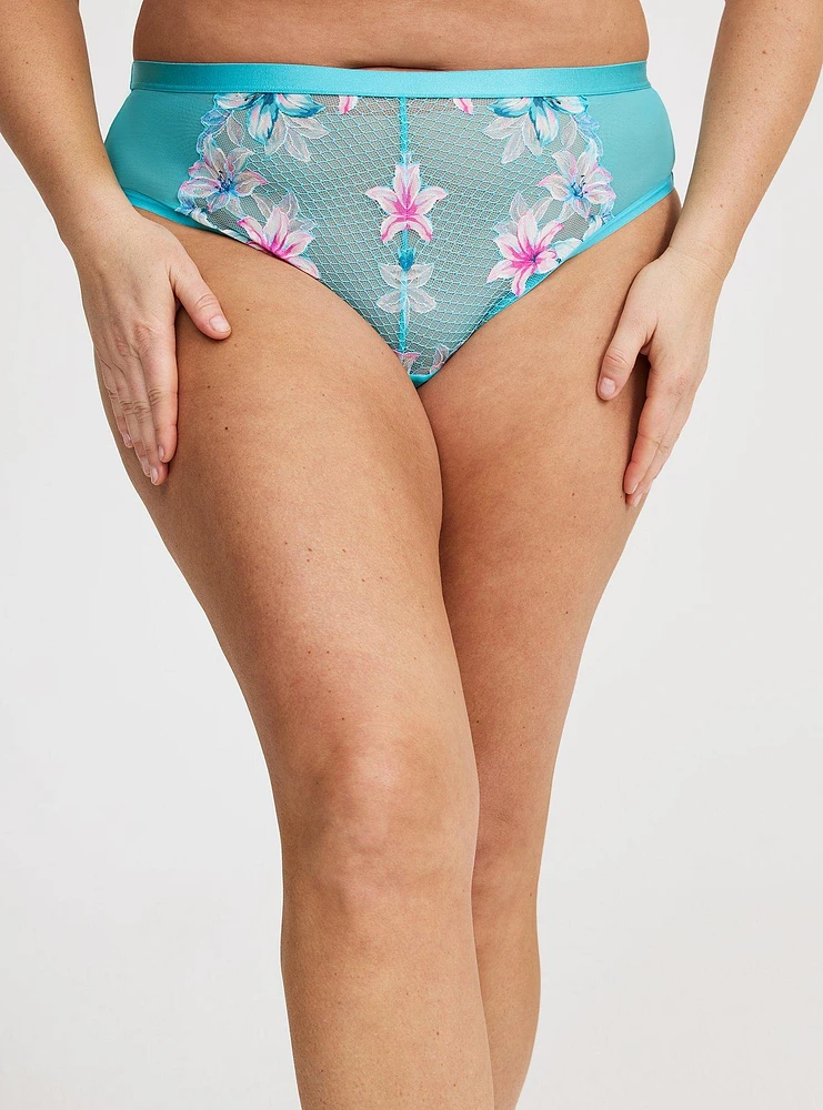 Lace Mid-Rise Thong Panty