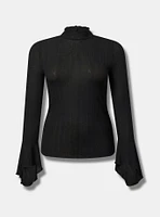 Sheer Rib Mock Neck Top