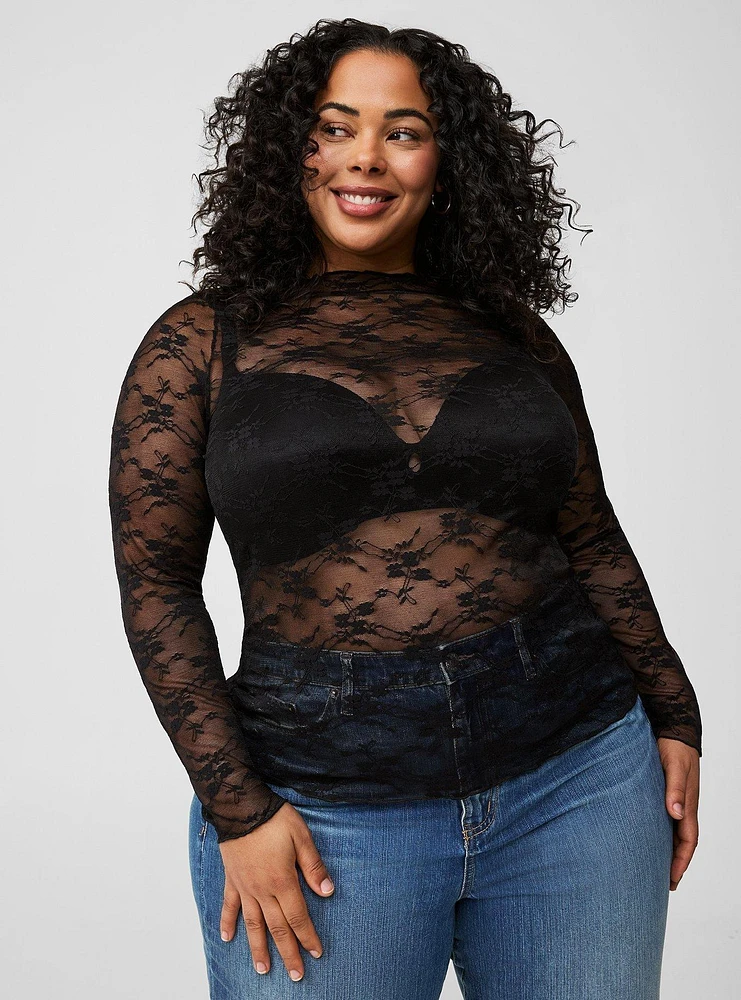 Stretch Sheer Lace Top