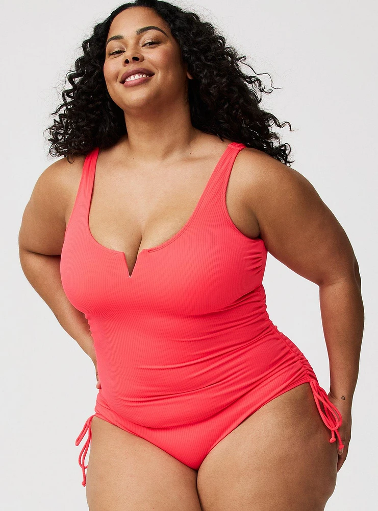Ribbed Adjustable Leg One-Piece Swimsuit