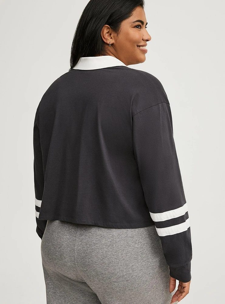 Rugby V-Neck Crop Top