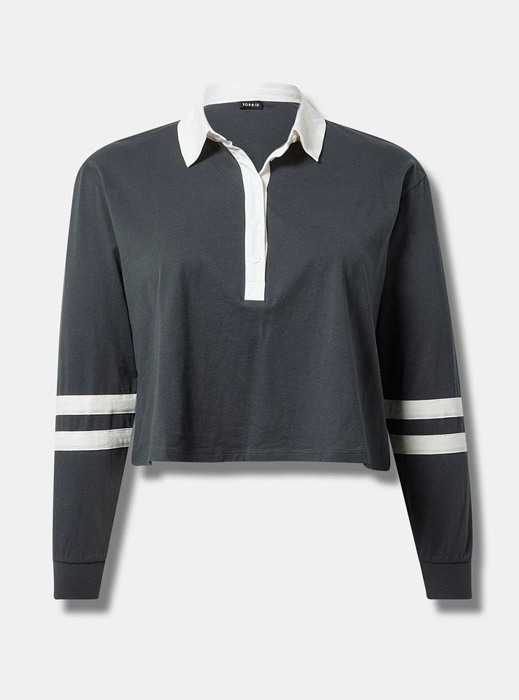Rugby V-Neck Crop Top