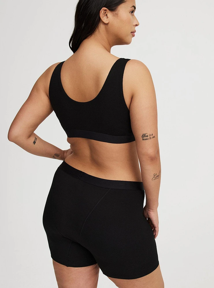 High-Rise Ribbed Logo Cotton Short Panty