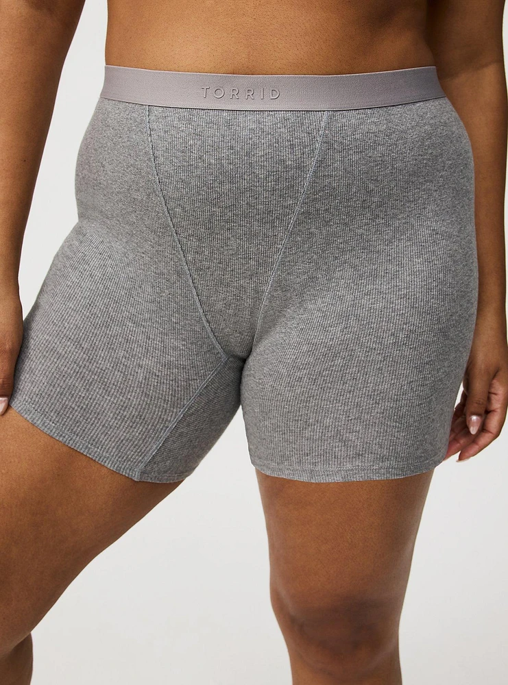 High-Rise Ribbed Logo Cotton 6'' Shortie Panty