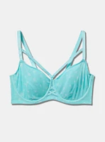 Unlined Balconette Printed Mesh Straight Back Bra