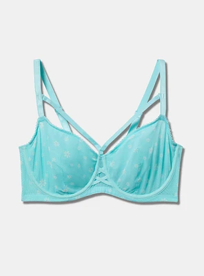 Unlined Balconette Printed Mesh Straight Back Bra