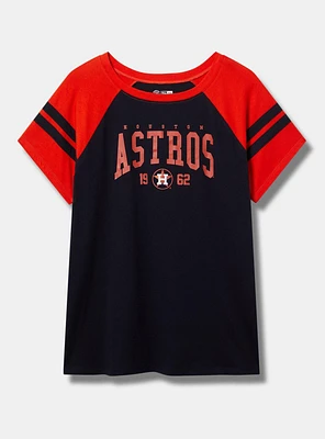 HOUSTON ASTROS FITTED COTTON VARSITY RAGLAN TEE