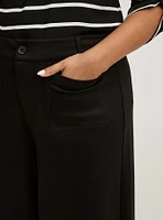 WIDE LEG LT. WT. PONTE PATCH POCKET CROP