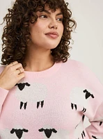 Sheep Crew Neck Pullover Sweater