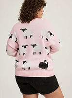 Sheep Crew Neck Pullover Sweater