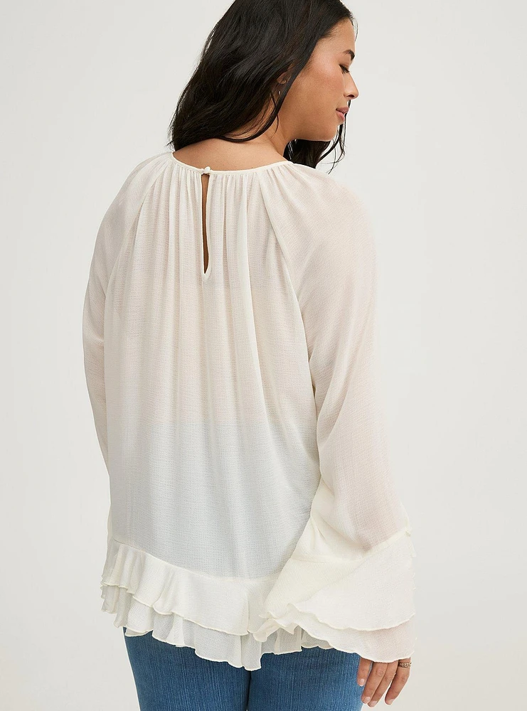 Ruffle Long Sleeve Top