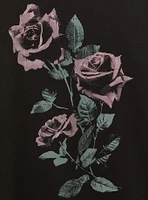 Roses Super Soft Fleece Relaxed Off-Shoulder Pullover