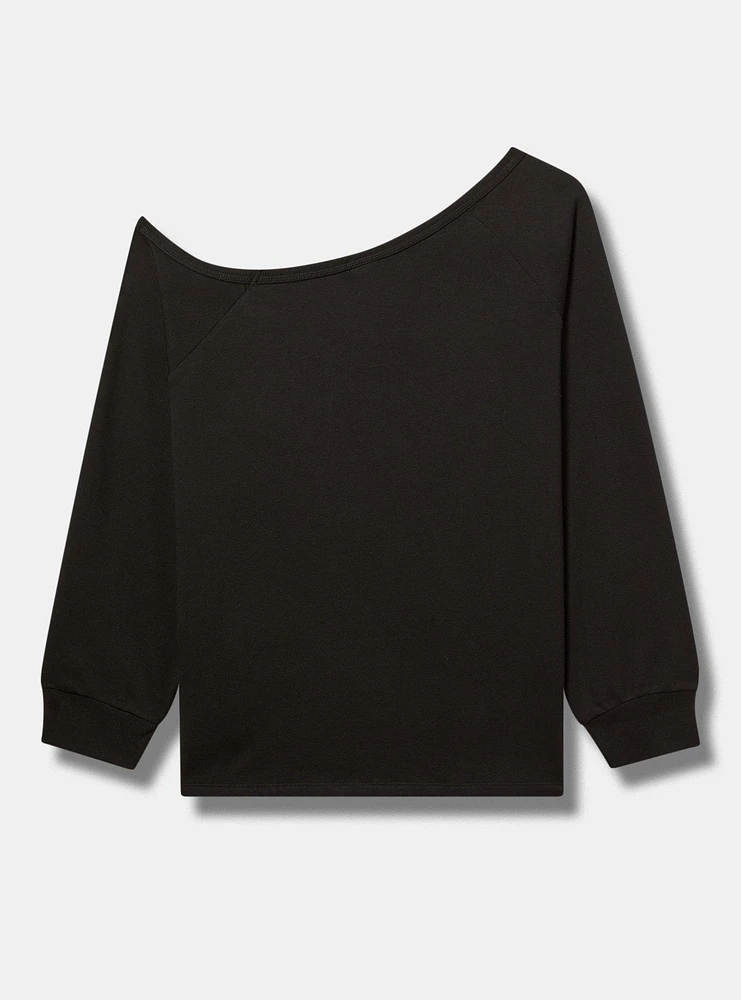 Roses Super Soft Fleece Relaxed Off-Shoulder Pullover