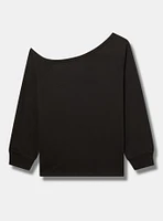Roses Super Soft Fleece Relaxed Off-Shoulder Pullover