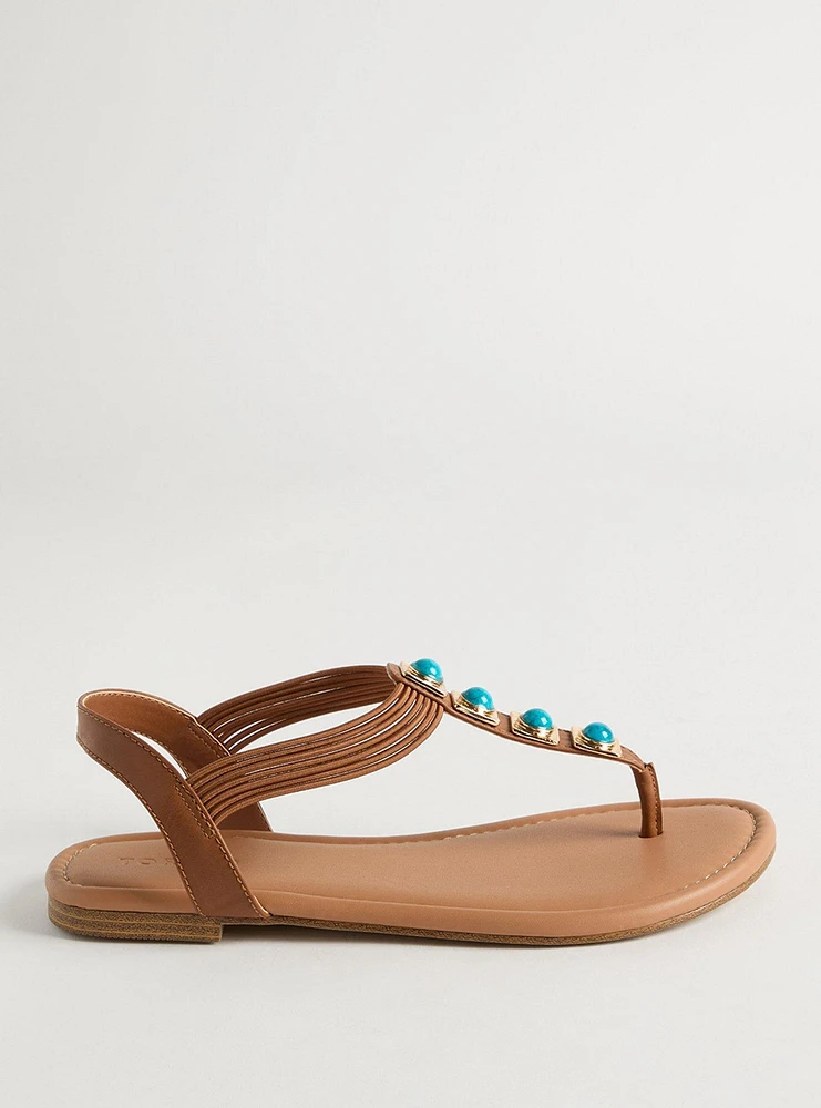 Turquoise T-Strap Sandal (WW