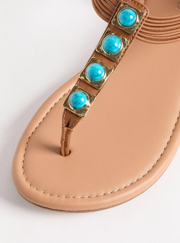 Turquoise T-Strap Sandal (WW