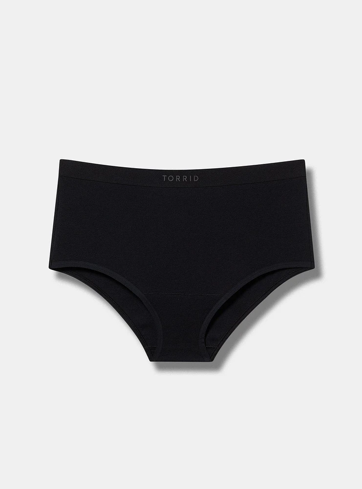 Logo Cotton Rib Mid-Rise Brief Panty