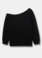 Heart Relaxed Super Soft Fleece Off-Shoulder Sweater