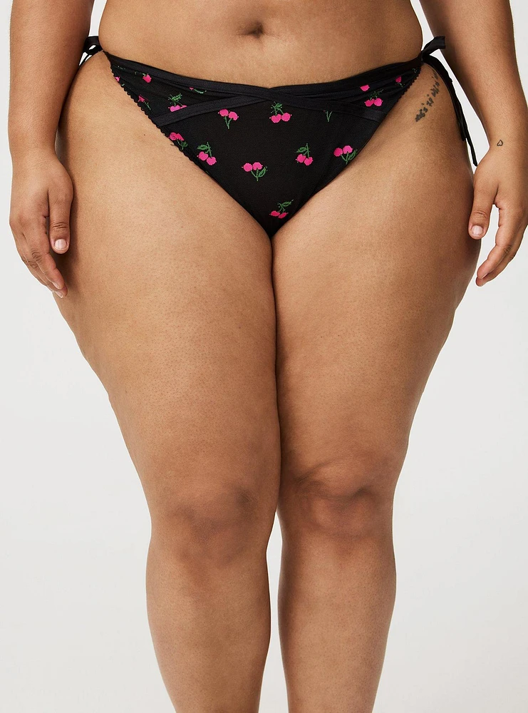 Cherry Lace Side-Tie Tanga Panty