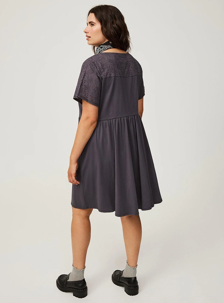 Mini Eyelet Yoke Dress