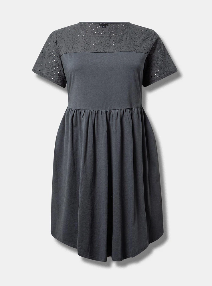 Mini Eyelet Yoke Dress