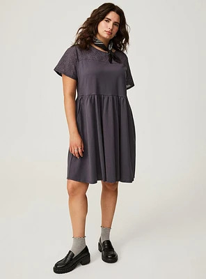 Mini Eyelet Yoke Dress